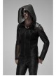 Black Punk Asymmetrical Collage Imitation Leather Mesh Hoodie