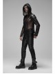 Black Punk Asymmetrical Collage Imitation Leather Mesh Hoodie