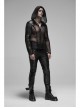 Black Punk Asymmetrical Collage Imitation Leather Mesh Hoodie