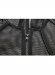 Black Punk Asymmetrical Collage Imitation Leather Mesh Hoodie