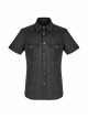 Black Punk Metal Button Short Sleeve Woven Shirt