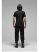 Black Punk Metal Button Short Sleeve Woven Shirt