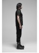 Black Punk Metal Button Short Sleeve Woven Shirt