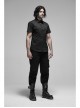 Black Punk Metal Button Short Sleeve Woven Shirt