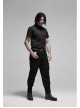 Black Punk Metal Button Short Sleeve Woven Shirt