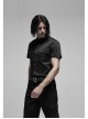 Black Punk Metal Button Short Sleeve Woven Shirt