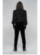 Frill Bow Tie Front Chest Decals Lantern Sleeve Black Gothic Shirt
