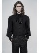 Frill Bow Tie Front Chest Decals Lantern Sleeve Black Gothic Shirt