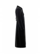 Front Oblique Placket Metal Button Back Waist Metal Hasp Black Punk Woolen Long Coat