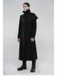 Front Oblique Placket Metal Button Back Waist Metal Hasp Black Punk Woolen Long Coat