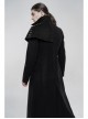 Front Oblique Placket Metal Button Back Waist Metal Hasp Black Punk Woolen Long Coat