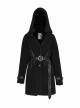 Waist Metal Eyelets Strap Decoration Metal Buckle Leather Belt Black Gothic Cashmere Hoodie Coat