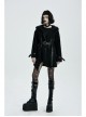 Waist Metal Eyelets Strap Decoration Metal Buckle Leather Belt Black Gothic Cashmere Hoodie Coat