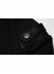 Stand-Up Collar Metal Buckle Crack Leather Strap Decoration Lace-Up Cuff Black Punk Woolen Coat