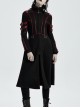 Stand-Up Collar Metal Buckle Red Crack Leather Strap Decoration Lace-Up Cuff Black Punk Woolen Coat