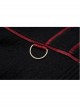 Stand-Up Collar Metal Buckle Red Crack Leather Strap Decoration Lace-Up Cuff Black Punk Woolen Coat