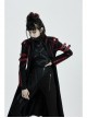 Stand-Up Collar Metal Buckle Red Crack Leather Strap Decoration Lace-Up Cuff Black Punk Woolen Coat