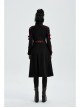 Stand-Up Collar Metal Buckle Red Crack Leather Strap Decoration Lace-Up Cuff Black Punk Woolen Coat