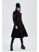 Stand-Up Collar Metal Buckle Red Crack Leather Strap Decoration Lace-Up Cuff Black Punk Woolen Coat