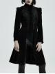 Stand-Up Collar Front Chest Decals Back Waist Lace-Up Black Gothic Velvet Coat