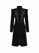 Stand-Up Collar Front Chest Decals Back Waist Lace-Up Black Gothic Velvet Coat