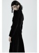 Stand-Up Collar Front Chest Decals Back Waist Lace-Up Black Gothic Velvet Coat