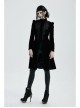Stand-Up Collar Front Chest Decals Back Waist Lace-Up Black Gothic Velvet Coat