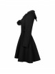 Fur Collar Fur Ball Decoration Front Retro Rose Button Black Gothic Jacquard Woolen Coat