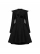 Fur Collar Fur Ball Decoration Front Retro Rose Button Black Gothic Jacquard Woolen Coat