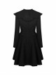 Fur Collar Fur Ball Decoration Front Retro Rose Button Black Gothic Jacquard Woolen Coat