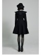 Fur Collar Fur Ball Decoration Front Retro Rose Button Black Gothic Jacquard Woolen Coat