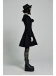 Fur Collar Fur Ball Decoration Front Retro Rose Button Black Gothic Jacquard Woolen Coat