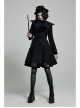 Fur Collar Fur Ball Decoration Front Retro Rose Button Black Gothic Jacquard Woolen Coat