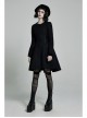Fur Collar Fur Ball Decoration Front Retro Rose Button Black Gothic Jacquard Woolen Coat