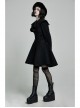 Fur Collar Fur Ball Decoration Front Retro Rose Button Black Gothic Jacquard Woolen Coat