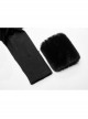 Fur Shoulder Back Waist Lace-Up Black Gothic Woolen Hoodie Coat