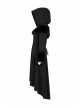 Fur Shoulder Back Waist Lace-Up Black Gothic Woolen Hoodie Coat