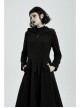 Fur Shoulder Back Waist Lace-Up Black Gothic Woolen Hoodie Coat