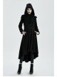 Fur Shoulder Back Waist Lace-Up Black Gothic Woolen Hoodie Coat