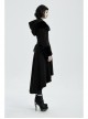 Fur Shoulder Back Waist Lace-Up Black Gothic Woolen Hoodie Coat