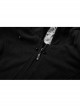 Fur Shoulder Back Waist Lace-Up Black Gothic Woolen Hoodie Coat