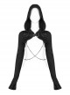 Metal Buckle Collar Metal Chain Decoration Black Punk Woven Short Hoodie Coat