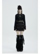 Metal Buckle Collar Metal Chain Decoration Black Punk Woven Short Hoodie Coat