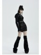 Metal Buckle Collar Metal Chain Decoration Black Punk Woven Short Hoodie Coat