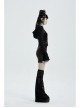 Metal Buckle Collar Metal Chain Decoration Black Punk Woven Short Hoodie Coat