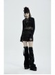 Metal Buckle Collar Metal Chain Decoration Black Punk Woven Short Hoodie Coat