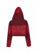 Metal Eyelets Leather Strap Decoration Red Leopard Print Punk Short Hoodie Cashmere Coat