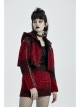 Metal Eyelets Leather Strap Decoration Red Leopard Print Punk Short Hoodie Cashmere Coat