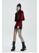 Metal Eyelets Leather Strap Decoration Red Leopard Print Punk Short Hoodie Cashmere Coat