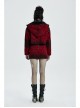 Metal Eyelets Leather Strap Decoration Red Leopard Print Punk Short Hoodie Cashmere Coat